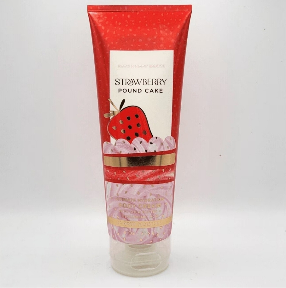 BATH & BODY WORKS STRAWBERRY POUNDCAKE BODY CREAM NEW